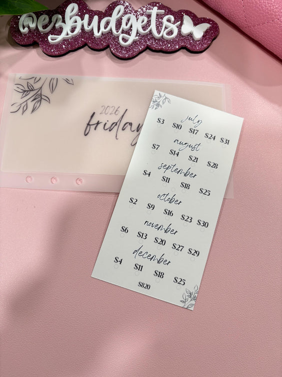 A6 2026 Fridays Savings Challenge, simple