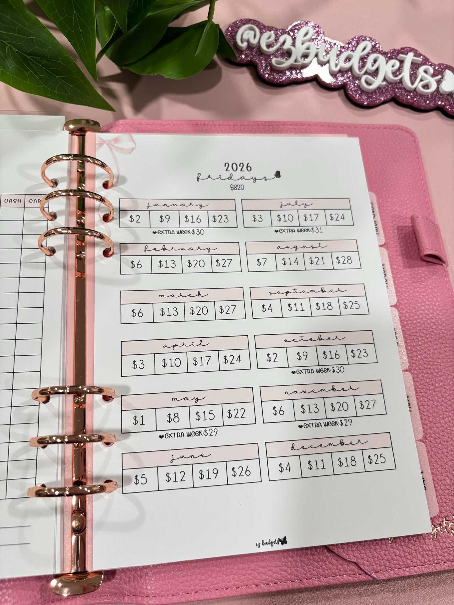 A5 2026 Fridays, Weekly, Laminated, Reusable, Budget Planner Inserts, Build Your Own Budget Planner