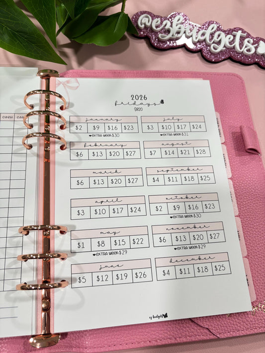 A5 2026 Fridays, Weekly, Laminated, Reusable, Budget Planner Inserts, Build Your Own Budget Planner