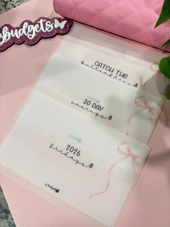 A5 Vellum Envleopes For Budget Planner, Build Your Own Budget Planner, 2026 Fridays, Catch the Butterflies, 30 Day Savings
